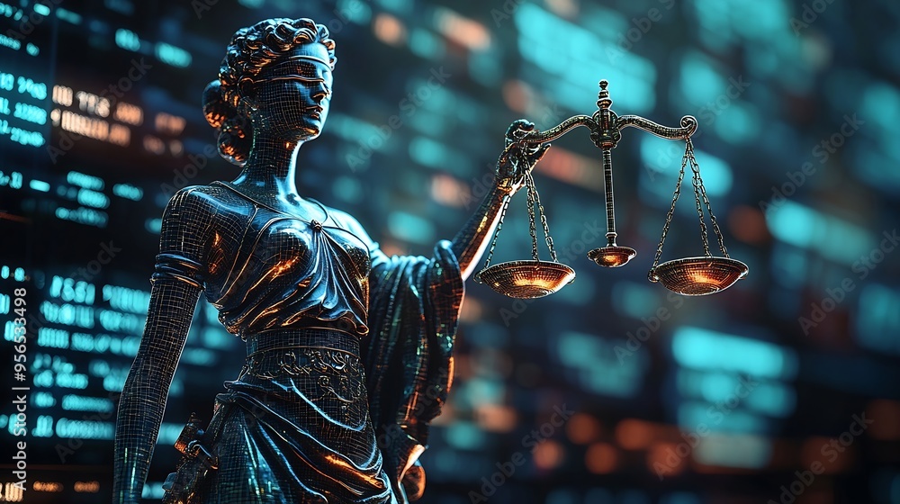 Leinwandbilder AI ethics or AI Law concept Developing AI codes of ethics Compliance regulation standard  business policy and responsibility for guarding against unintended bias in machine learning al : Generative AI