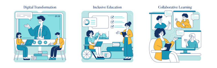 Education Trends. Flat Vector Illustration
