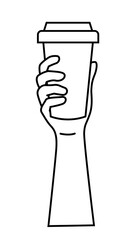 Takeaway coffee cup png line art, transparent background