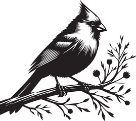 A black cardinal silhouette Silhouette for Versatile Applications. Vector Illustration