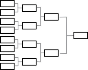 Editable tournament bracket vector template with single-elimination format, ideal for sports competitions, esports events, and organizational charts, fully customizable for various matchups