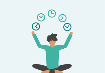 Time management productivity clock illustration