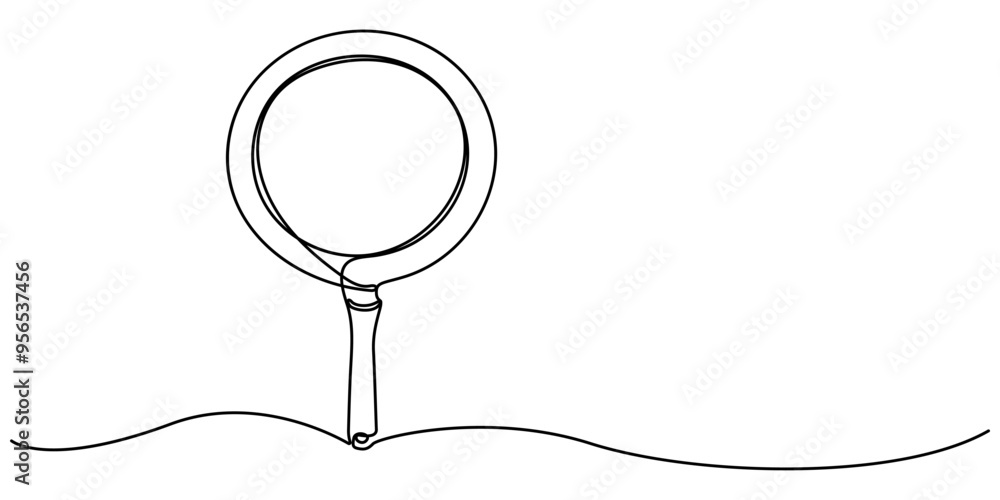 Poster frying pan continuous line icon, frying pan - single cooking icon - editable stroke, frying pan cont
