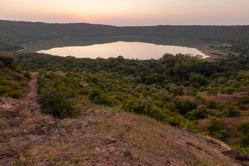 Lonar Lake, also known as Lonar crater located at Lonar in Buldhana district, Maharashtra, India....