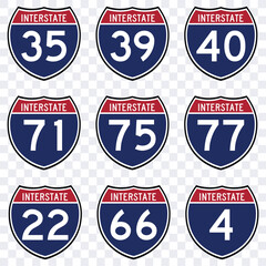 Intarstate american road sign vector isolated.