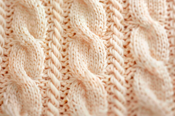 Obraz premium Soft Cream Cable Knit Texture with Braided Pattern in Close-Up