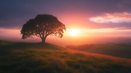 Amazing Sunrise from One Tree Hill in Auckland New Zealand : Generative AI