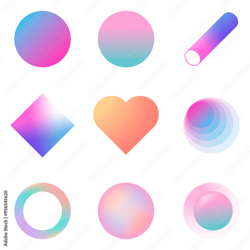 Canvas Prints Colorful gradient elements collection transparent png