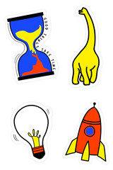 Set of toy sticker doodle transparent png