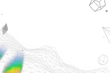 Prism light on a gray wireframe wave background design element