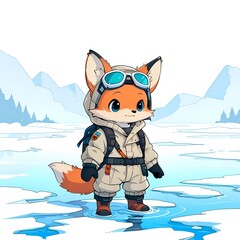 Cute Fox Adventuring in Winter Wonderland