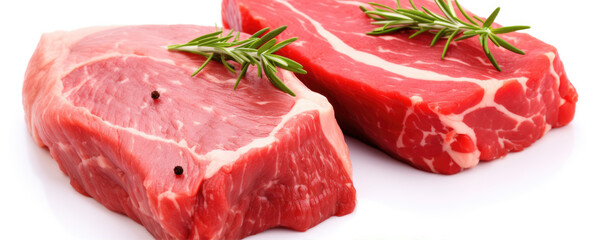 Fototapeta premium Raw beef meat or steak on white background