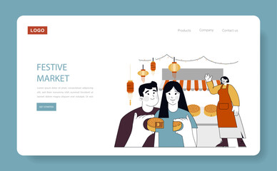 Mid Autumn Festival. Flat Vector Illustration