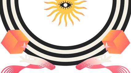 Aesthetic sun png transparent background, mental health & psychedelic design