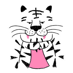 Funky tiger png, animal doodle sticker, 2022 Chinese horoscope