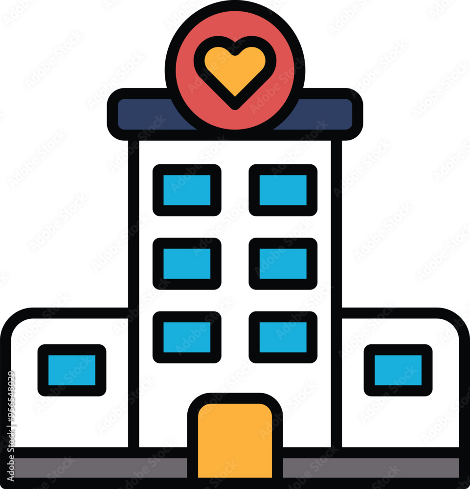 Poster building with a heart on it