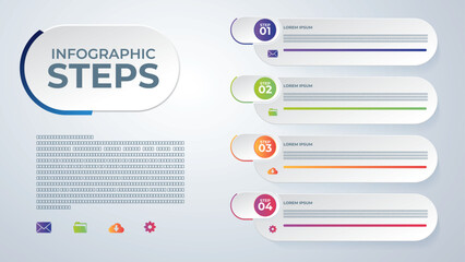A flat infographic with steps that incorporate a gradient effect for visual depth and emphasis.