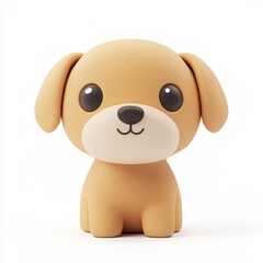 Adorable 3D Pastel Brown Puppy with Floppy Ears - Minimalist Design