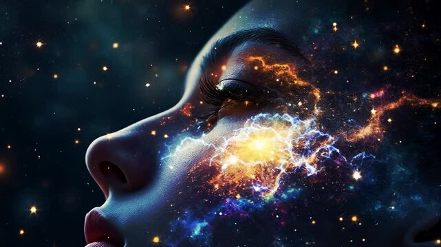 space girl cosmic explosion