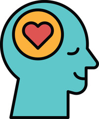 A blue head with a heart in the middle