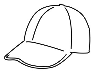 Baseball cap png sticker, headwear doodle line art on transparent background