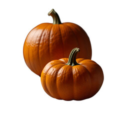 Obraz premium Two pumpkin isolated on a transparent background. Ai generative