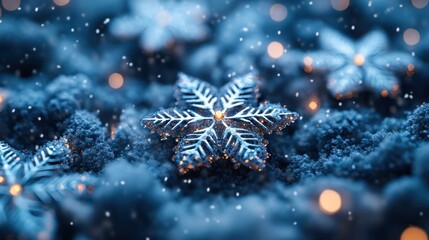Christmas-themed snowflakes fluttering softly, creating a peaceful winter scene.