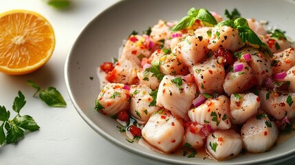 Peruvian ceviche with fresh fish and citrus