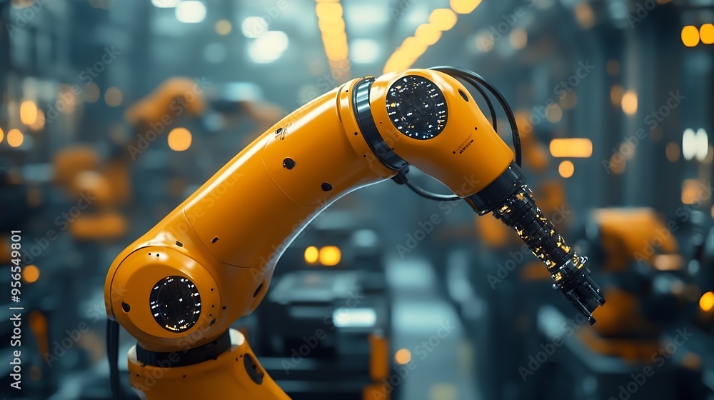 Poster MLP Advanced robot arm system for digital industry and factory robotic technology Automation manufacturing robot controlled by industry engineering using IOT software connected to inte : Generative AI