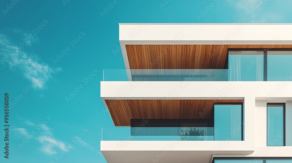 Poster Upper part of a contemporary house Modern architecture : Generative AI