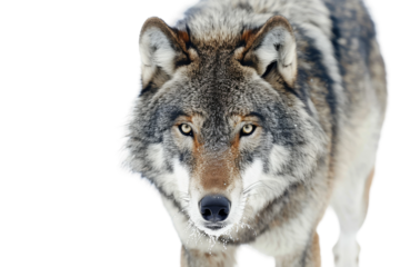 Majestic Wolf's Face in a High-Resolution Close-Up Shot