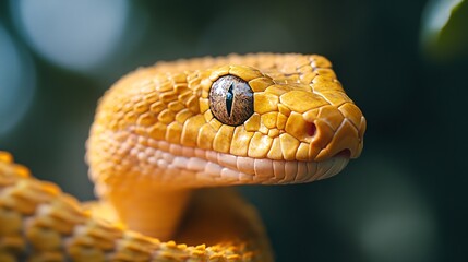 Fototapeta premium Closeup side view of aesculapian snake in wild nature on blurred background on summer day : Generative AI