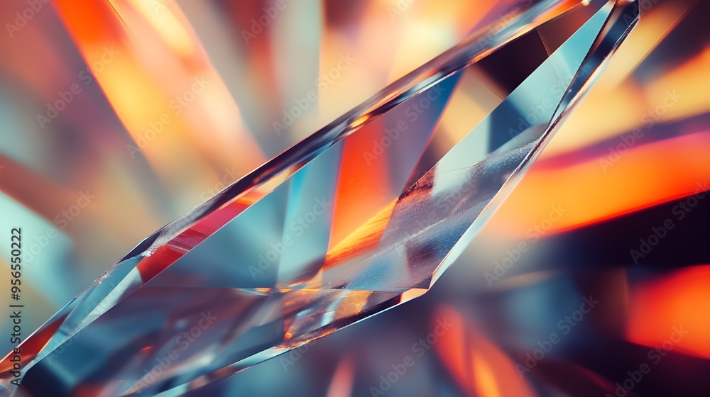 Poster macro photography of a sliced silicon crystal focusing on the smooth reflective surfaces and precise