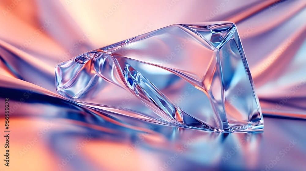 Poster captivating macro photography showcasing the smooth reflective surfaces of a sliced silicon crystal 