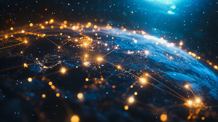 background Innovation network points Earth's surface wave background Abstract digital wave background information technology background The background is the background. gradient wave digital wave ban