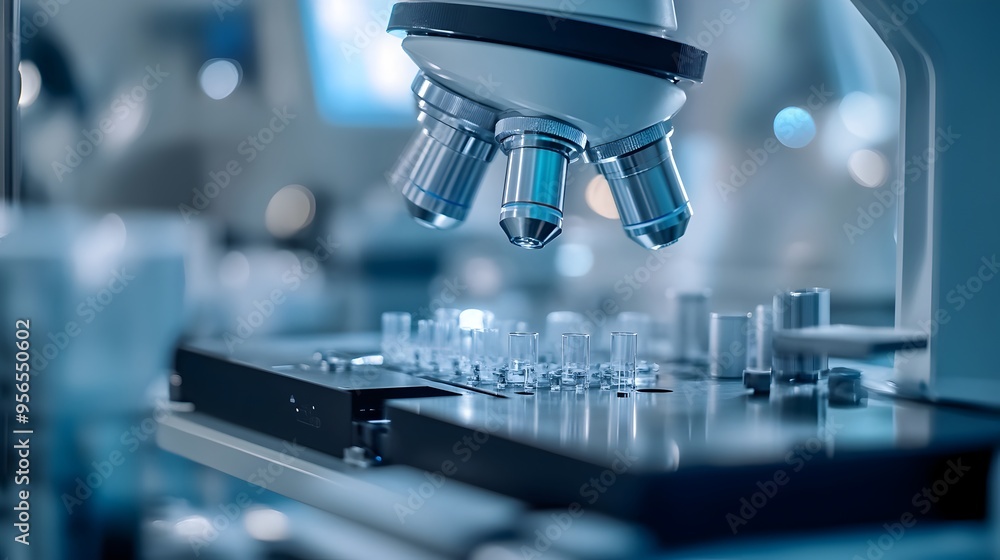 Poster macro photography capturing the intricate details and sterile conditions of a cleanroom environment 