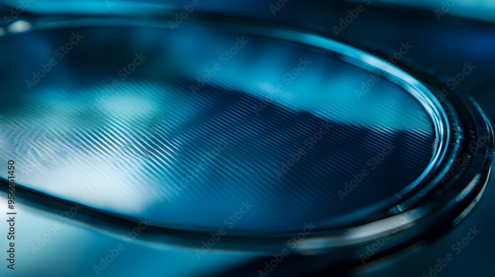 Poster macro photography showcasing the intricate details of a silicon wafer during the etching process rev
