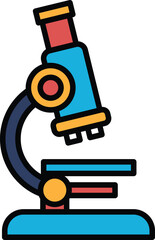 A colorful microscope with a blue base and a red top