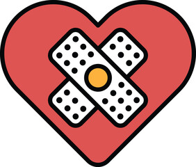 A heart with a bandage on it