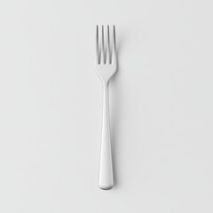 Cute Silver Fork 3D Render: Whimsical Minimalist Design