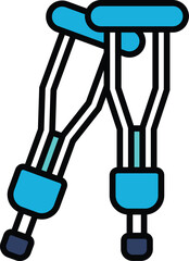 Two blue crutches with white handles