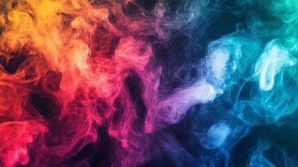 Obraz premium Artistic smoke effects blending with vibrant colors on a black background, creating a visually captivating and abstract composition.