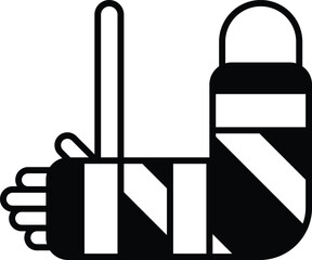 A cartoon of a person with a cast on their arm