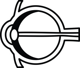 The eye is drawn in a cartoon style with a black and white color scheme