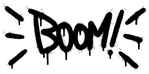 Spray Painted Graffiti Boom Word Sprayed isolated with a white background. Sprayed graffiti font boom.