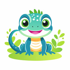 Fototapeta premium Lizard Cute Small Cartoon Baby Animal Character 