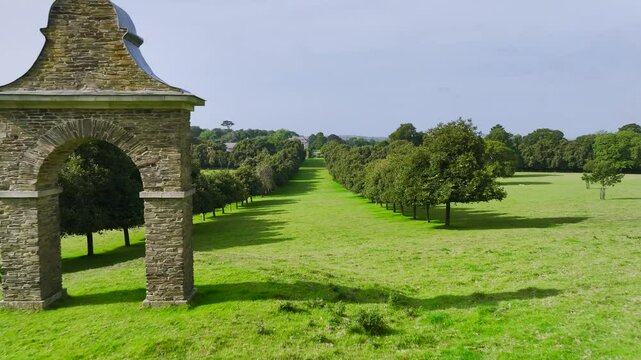 Antony House from a drone, Woodland Garden and Woodland Walk, Torpoint, Cornwall, England