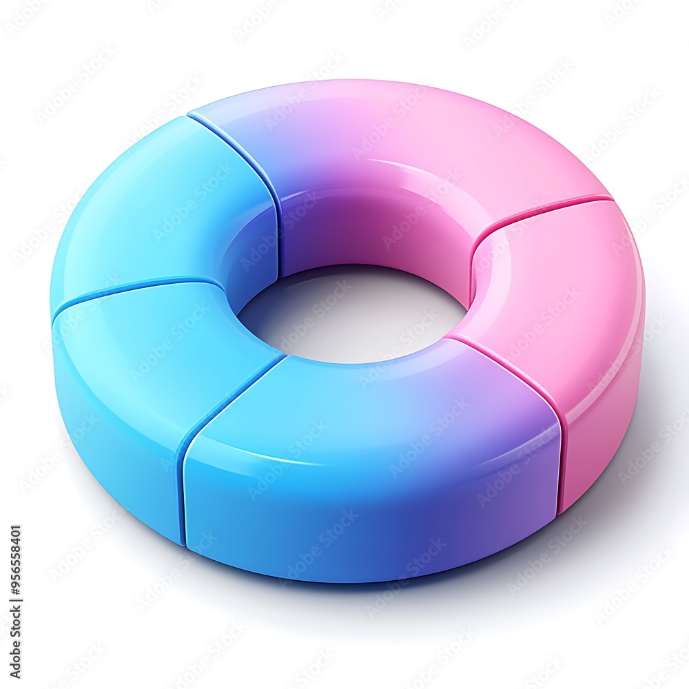 Poster a gradient blue and pink 3d pie chart, perfect for visually engaging data visualization.