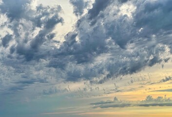 Clouds in the sky just before sunset. Clouds and blue sky