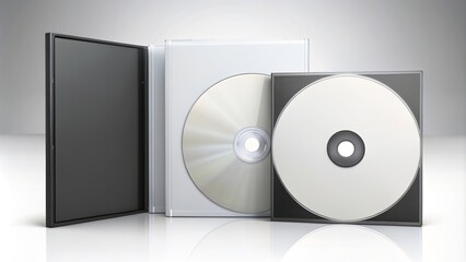 CD and DVD blank template in white, grey, and black for presentation layouts and design. rendering, technology, media
